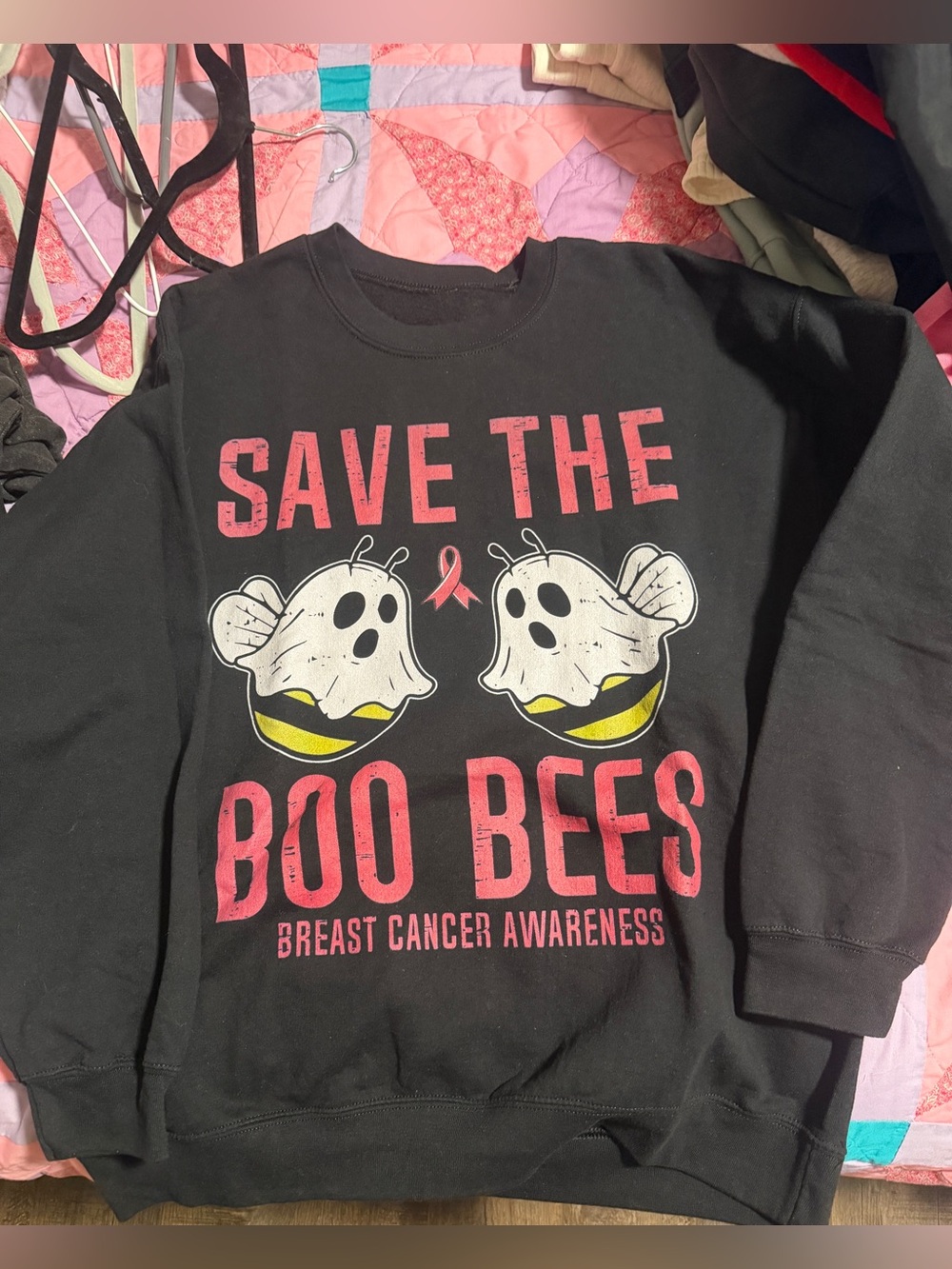 Women’s Black 'Save the Boo Bees' Breast Cancer Awareness Sweatshirt